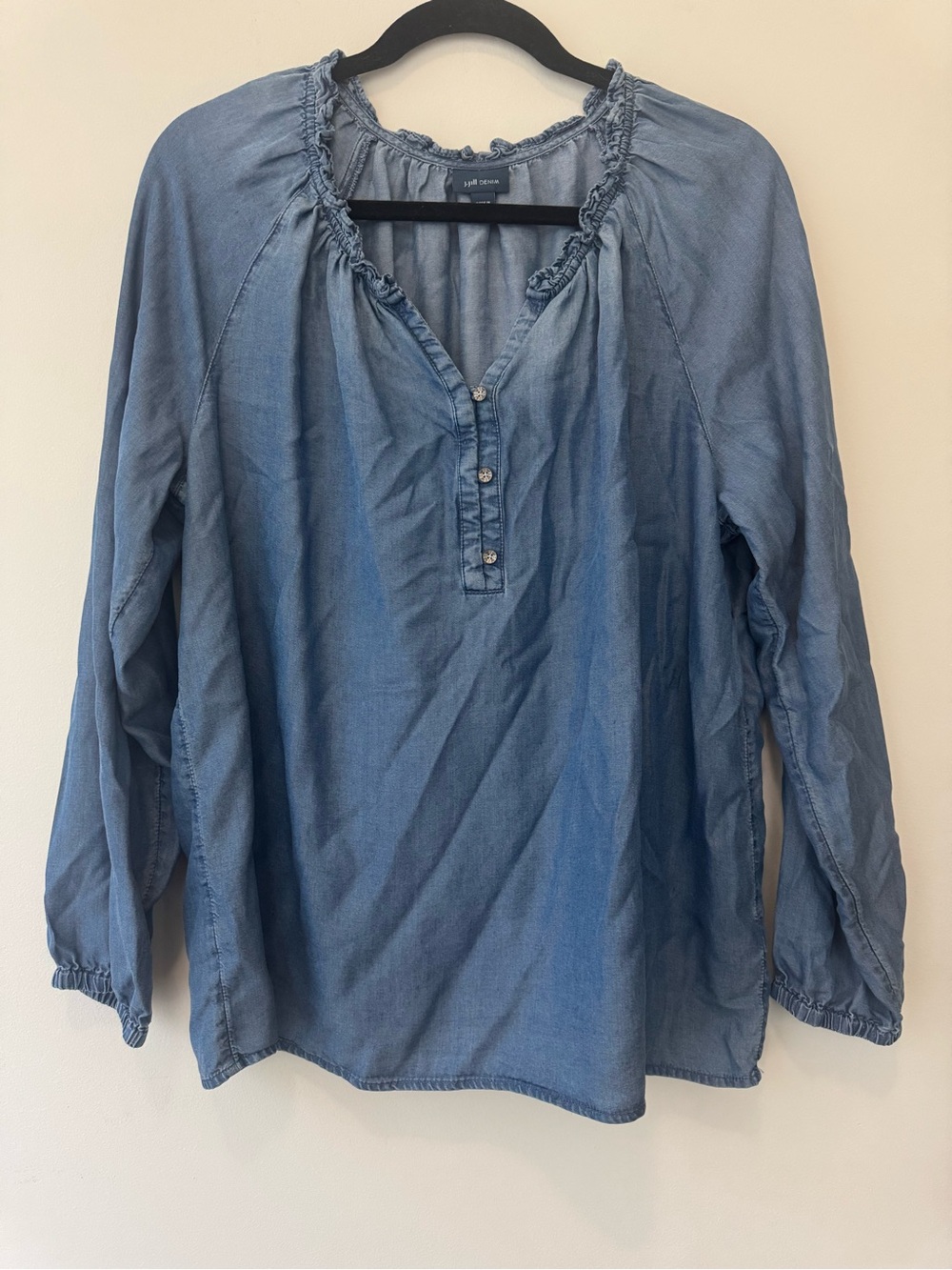 J. Jill Denim Blue Peasant Tunic 100% Tencel Lyocell CottageCore Sz M